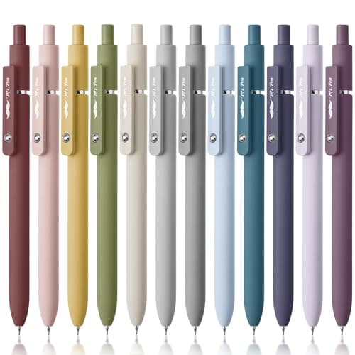 Mr. Pen- Retractable Gel Pens, 12 Pack, Morandi and Vintage Barrels, Fast Dry, Black Gel Pens Fine Point 0.5mm, Aesthetic Pens for Journaling - Image 1