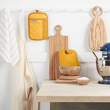 KitchenAid Beacon Two-Tone Non-Slip Pot Holder Set, Majestic Yellow, 7"x10", 2 Piece - Image 2