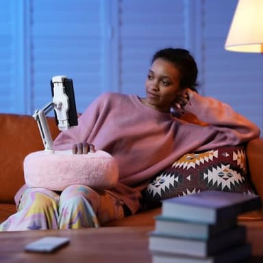 SupeDesk Tablet Pillow Stand for Reading, Adjustable Tablet Stand Phone Holder for Bed with Detachable Snack Bowl, Fits 4.7"-13" Kindle/Phones/Tablets, Watch Videos, Stream Media, Pink - Image 7