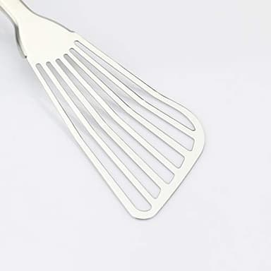 304 Stainless Steel Fish Spatula, Non-Slip Ergonomic Handle Slotted Spatula, Black - Image 4