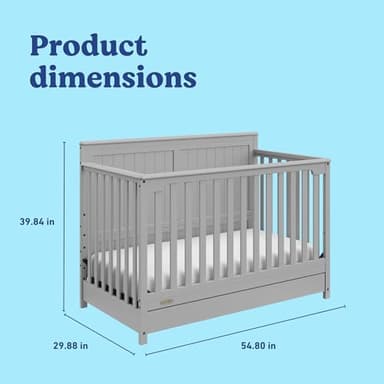 Graco Hadley 5-in-1 Convertible Crib with Drawer (Pebble Gray) – GREENGUARD Gold Certified, Crib with Drawer Combo, Full-Size Nursery Storage Drawer, Converts to Toddler Bed, Daybed - Image 8
