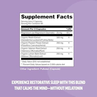 FreshCap 5-in-1 Sleep Supplement, Magnesium for Sleep, Magnesium Supplement, Calm, 7000mg Reishi Mushroom Extract, Valerian Root Capsules, Valerian Root Extract, Ayurveda (120 Capsules) - Image 2