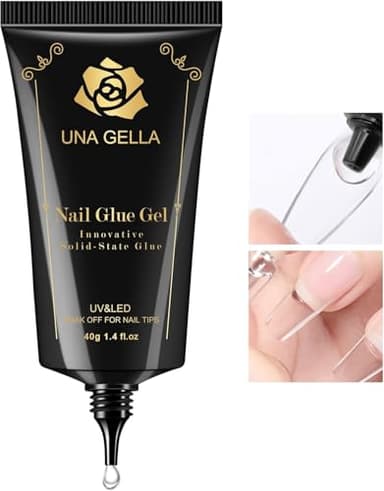 UNA GELLA Gel Nail Glue, Solid Nails Gl ue Gel 40ml Lamp Curing Needed Soak Off G LUE Strong Nail G LUE G el for Acrylic Fake Nails Tips Extension Press On Nails for Gelly Tips - Image 1