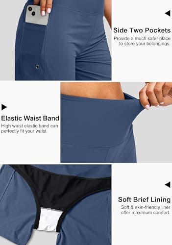 G GRADUAL Women's 5" High Waisted Swim Board Shorts with Phone Pockets UPF 50+ Quick Dry Beach Shorts for Women with Liner(Dusty Blue,M) - Image 5