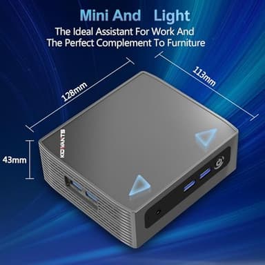 KN1 Mini PC, Intel N4000 (Up to 2.6 GHz) 8GB RAM, 128GB ROM(Expandable M.2 SATA Storage), HDMI Port 4K Dual Display Desktop Computer for Home Office, BT 5.0/ WiFi 5/USB 3.0. - Image 2