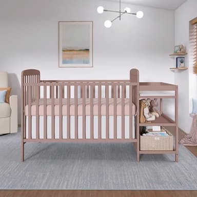 Dream On Me Anna 4 in 1 Full Size Crib and Changing Table Combo in Brown Sugar, Greenguard & JPMA Certified, Converts from Baby Crib to Toddler Bed and Day Bed - Image 2