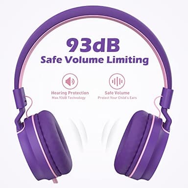 Kids Headphones, AILIHEN I35 On-Ear Headphones for School, Safe Volume 93dB, HD Mic Stereo Headphone for Kid Girls Children, Foldable Wired 3.5mm for Chromebook, Laptop, Computer, Tablet (Pink Purple) - Image 5