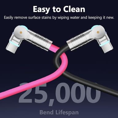 USB C to USB C Cable 10ft 240W 2-Pack USB 2.0, Type C Charging Cable for iPhone 15, Samsung Galaxy S23, MacBook Pro 2020, iPad Pro, iPad Air 4, Pixel and More. Black+Pink - Image 6