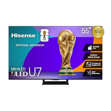 Hisense 55" U7 Mini-LED ULED 4K UHD Best Premium Gaming Google Smart TV (55U75QG, 2025 Model) - QLED, Native 165Hz, VRR 288, Up to 3000 Nits, HDR10+, Dolby Vision IQ · Atmos, IMAX Enhanced, 2.1.2 Ch - Image 1