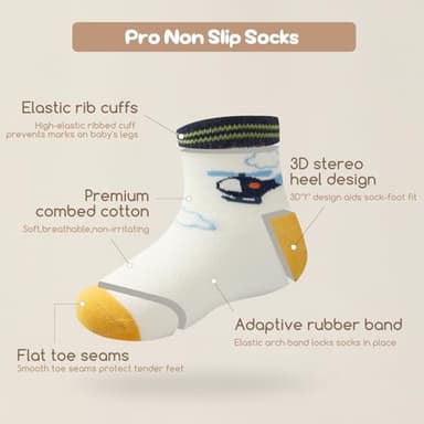 Aroveea Non Slip Grip Ankle Baby Socks 12 Pack for Toddler Boys and Girls Kids,Infant Cute Cotton Baby Socks - Image 3