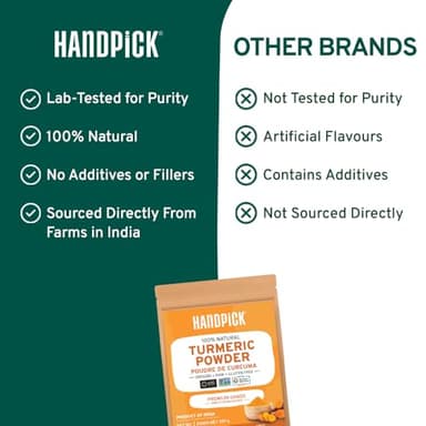 HANDPICK, Turmeric Powder with Curcumin (397g/14oz) Lab Tested for Heavy Metal | Gluten Free | Made from Turmeric Root | Raw Turmeric Powdered from India - Image 6