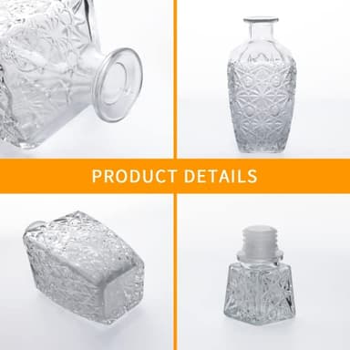 Cadamada Glasses Decanter,26 oz Diamond Pattern Wine Bottle with Lid,Delicate Decanter Set-for Tequila, Brandy, Scotch and Vodka, Gift Giving, Bar and Party Decoration (3pcs) - Image 3
