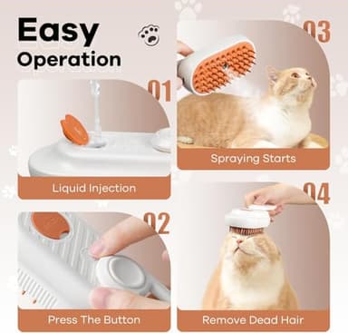 Cat Steam Brush for Shedding, 4 in 1 Rechargeable Steam Brush for Cats and Dogs, Anti-Static, Massage, Cleaning, Shedding & Combing All In One! - Image 2