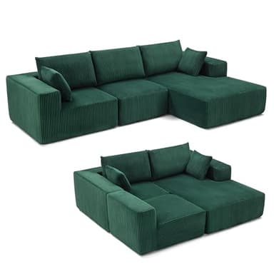 Weture 108” Modular Sectional Sofa, Cloud Sectional Couch with Deep Seat, Modern Modular L-Shape Sofa with Chaise,Upholstered Couches for Living Room Bedroom (Corduroy, Green) - Image 8