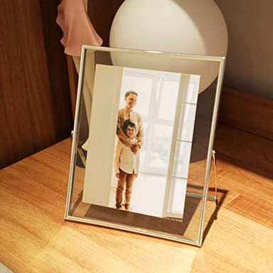 AhaGo Silver Floating Frame (8"x10", Vertical),2 Set, For Picture 7x9, 6x8, 5x7, Tabletop Shelf Photo Frames, Classy Gift For Father's Day, Wedding, Birthday - Image 7