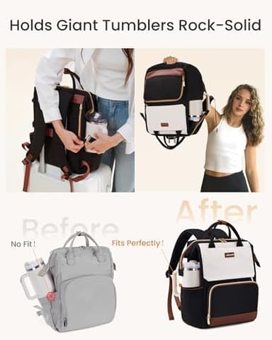 LOVEVOOK Laptop Backpack for Women with Giant Tumbler Holder Pocket, 15.6 inch Travel Work Backpack Purse for Nurse Teacher, Waterproof School Bag College Bookbag Cute Casual Daypack for Girls - Image 2