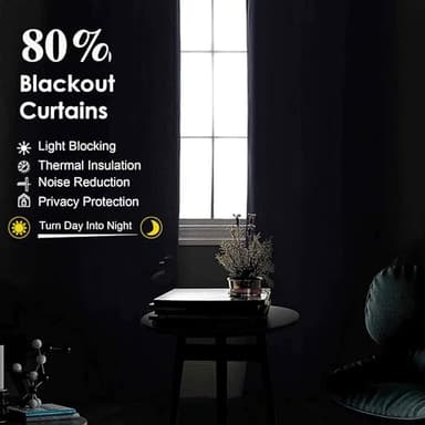 Chyhomenyc Blackout Curtains for Bedroom 84 Inch Length 2 Panels Set, Solid Thermal Insulated Noise Reducing Window Treatment, Modern Privacy Rod Pocket Back Tab Curtains, 40Wx84L, Pearl Natural - Image 2