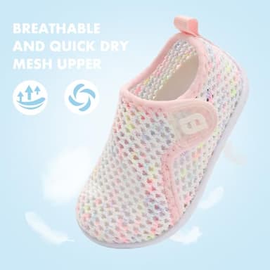 Baby Water Shoes Barefoot Aqua Shoe Swim Shoes for Beach Sandals Indoor Outdoor Activity Mesh ColorPinkYellow 2.5-3 Years Toddler - Image 3