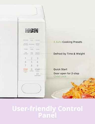 COMFEE CMO-C20M1WH Retro Microwave with 11 power levels, Fast Multi-stage Cooking, Turntable Reset Function Kitchen Timer, Speedy Cooking, Weight/Time Defrost, Memory function, Children Lock, 700W - Image 3