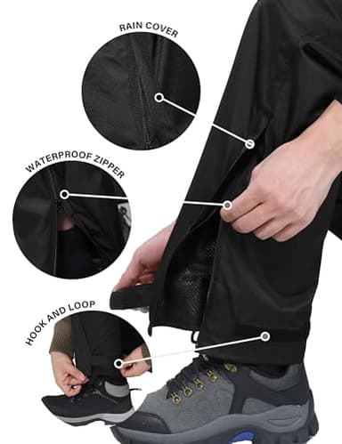 iCreek Men's Rain Pants Waterproof Over Pants Windproof Lightweight Hiking Pants Work Rain Outdoor for Golf, Fishing (Black, Large/30 Inseam) - Image 5