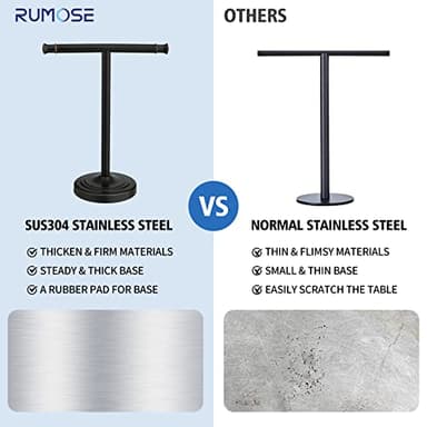 RUMOSE 13 Inch Oil Rubbed Bronze Towel Stand Hand Towel Holder Bathroom Kitchen Vanity Countertop T-Shape Towel Rack Free Standing Stainless Steel Towel Bar Towel Ring - Image 5