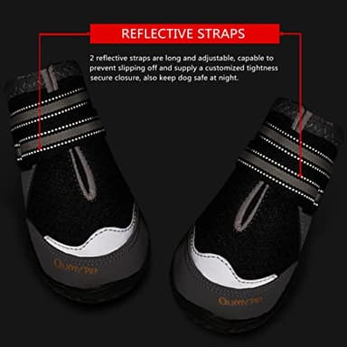 QUMY 4PCS Dog Boots for Large Dogs, Medium Dog Shoes & Paw Protectors for Hot Pavement, Summer Heat Protection, Mesh Breathable Nonslip Dog Booties for Hardfloors, Walking Running Hiking Black Size 8 - Image 5
