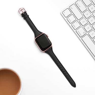 WFEAGL Compatible with Leather Apple Watch Band 41mm 40mm 38mm 42mm(series 11 10) Women, Top Grain Leather Strap Slim & Thin Replacement Wristband for iWatch Bands SE 3 2 1, Series 11 10 9 8 7 6 5 4 3 2 1 - Image 2