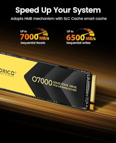 ORICO 2TB NVMe SSD PCIe 4.0- Up to 7000MB/s, M.2 SSD 2280 PCIe 4.0X4 Internal Solid State Drive, Fast Heat Dissipation, Compatible with macOS Windows for Gamers and Creators-O7000 (2TB) - Image 2
