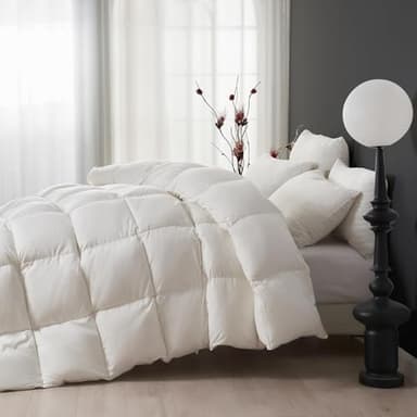 DWR Superior Feather Down Comforter Oversized King Size, Ultra-Soft Rose-Silk Cotton-Blend Fabric, All Season Medium Warmth Bed Duvet Insert(120"x98", White) - Image 8