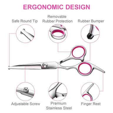 TINMARDA 5 in1 Dog Grooming Scissors Kit, Professional Dog Scissors for Grooming with Safety Round Tips, Titanium Coated Grooming Shears for Dogs Cat Pet At Home - Image 5