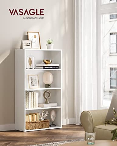 VASAGLE CUSTOS Collection - Bookshelf, 4-Tier Bookcase, Book Shelf, Open Storage Shelf, 9.4 x 23.6 x 42.4 Inches, for Living Room, Home Office, Dinning Room, Cloud White ULBC164T14 - Image 2