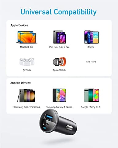 Anker 323 USB C Car Charger Adapter, 52.5W Cigarette Lighter Charger with 30W PowerIQ 3.0 Fast Charging Cable for iPhone 17/17 Pro Max/16/15/14 Series, Galaxy S25/24/23, Pixel, iPad, AirPods and More - Image 7