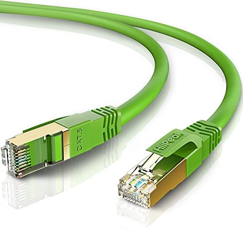 Cat8 Ethernet Cable 1FT, Indoor&Outdoor, Heavy Duty High Speed 26AWG Cat8 Network LAN Cable 2000Mhz, 40Gbps with Gold Plated RJ45 Connector, Weatherproof S/FTP UV Resistant for Router,Modem,PC Green - Image 1