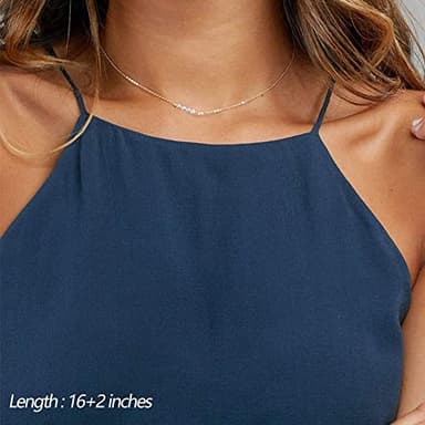 Dainty Layering Simulated Pearls Bar Necklace Hammered Disc Pendant Necklaces Simple Layering Necklace Choker for Women - Image 3