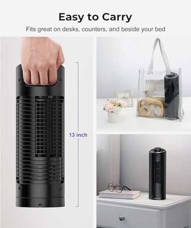 Abolee Tower Fan, 23ft/s Desk Fan, 70° Oscillating Table Fan for Bedroom, Standing Table Fan with 3 Modes, 2024 New 13 Inch Bladeless fan for Bedroom, Home,Office - Image 4