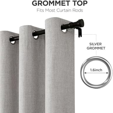 Joydeco 100% Blackout Curtains for Bedroom 84 Inch Long, Linen Black Out Curtains 2 Panels Set With Grommet for Living Room Window, Thermal Insulated Full Light Blocking Drapes Privacy Protection,52"W - Image 7