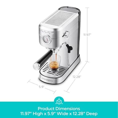 CASABREWS CM5418 Espresso Machine 20 Bar, Compact Espresso Maker with Steam Milk Frother, Stainless Steel Coffee Machine with 34oz Removable Water Tank for Cappuccino, Latte, Silver - Image 8