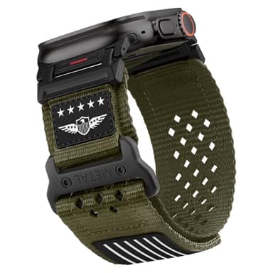Rugged Nylon Band for Apple Watch Ultra 2 Bands for Men 49mm 46mm 45mm 44mm 42mm,Breathable Stars-Stripes Flag Wristband Workout Athletic Strap for iWatch Bands Ultra Series 10 9 8 7 6 5 4 3 SE/Ultra2 - Image 1