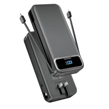 Portable Charger Power Bank with Built in Cables and AC Wall Plug,PD20W&SCP22.5W USB-C Super Fast Charging,20000mAh Travel Phone Charging,LED Display Battery Pack Compatible All iPhone Samsung etc - Image 9