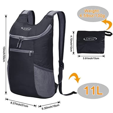 G4Free Lightweight Packable Hiking Backpack for Men Women Small Hiking Daypacks Foldable Shoulder Pack Casual Outdoor Bag 11L - Image 2