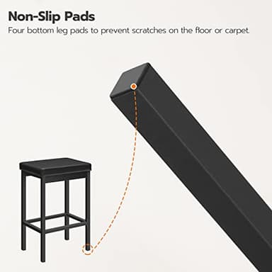 HOOBRO Bar Stools, Set of 2 Bar Chairs, 24.8-Inch Height Stools, Breakfast Bar Stools, Kitchen Stools, 2" Thick Upholstery, for Kitchen, Dining Room, Cafe, Bar Counter, Black BB21BY01 - Image 10