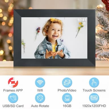 Frameo 10.1 Inch Smart WiFi Digital Photo Frame,Digital Picture Frame with 16GB Storage & SD Slot, Electronic Picture Frame IPS Touch Screen with Auto-Rotate, Frameo Digital Frame WiFi - Image 2