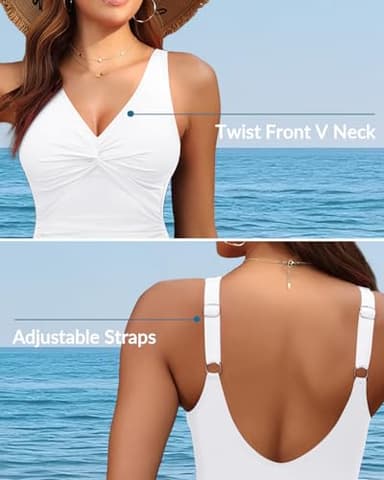 Holipick White Women Tummy Control One Piece Swimsuit - Push Up Bathing Suit Full Coverage Slimming Swimwear M - Image 3