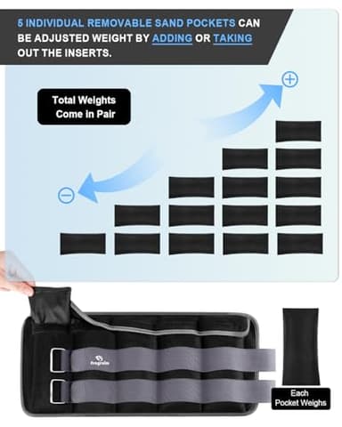 Fragraim Adjustable Ankle Weights 1-20 LBS Pair with Removable Weight for Jogging, Gymnastics, Aerobics, Physical Therapy, Resistance Training|Each 2-10 lbs, Total 20LBS, Dark Grey - Image 3