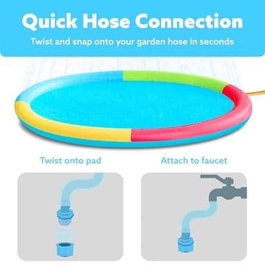 SLOOSH 72" Non-Slip Splash Pad Sprinkler - Outdoor Water Play Toys Backyard Fountain Mat for Toddlers Kids Dogs, Thickened Sprinkler Outside Pool Party Durable for Girls Boys Pets (72in, Multicolor) - Image 4
