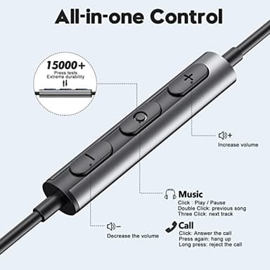 USB C Headphones for Samsung Galaxy S24 S23 Ultra S22 S21 FE S20 A54 A53 USB C Earphones with Mic Volume Control Wired Earbuds USB Type C Headphones for iPhone 16 15 Pro Max Plus iPad Pro Pixel 8 7 6a - Image 4