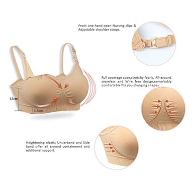 GXXGE 4Pack Nursing Bra for Breastfeeding Maternity Bras Push Up Silk Seamless Pregnancy Bralette Underwear Black Beige Rosered White Medium - Image 6