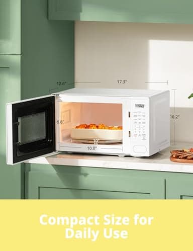 COMFEE CMO-C20M1WH Retro Microwave with 11 power levels, Fast Multi-stage Cooking, Turntable Reset Function Kitchen Timer, Speedy Cooking, Weight/Time Defrost, Memory function, Children Lock, 700W - Image 4