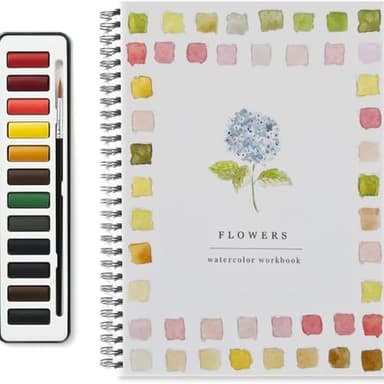 Ugalqan Watercolor Workbook, Lex Watercolor Workbook, Beginner-Friendly Birds Watercolor Workbooks, 12 Colors Watercolor Paint Set with Paint Brush - Image 1