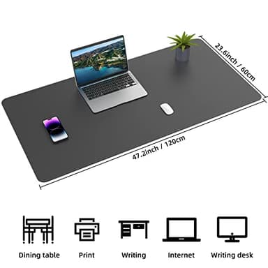 Large Desk Mat 47" x 23.7",Leather Desk mat,Double-Sided Desk Pad,Desk matt for Desktop,Large Mouse Pad,Office Desk mat,Waterproof Desk Blotter pad for Office&Home(Black+Cork) - Image 2